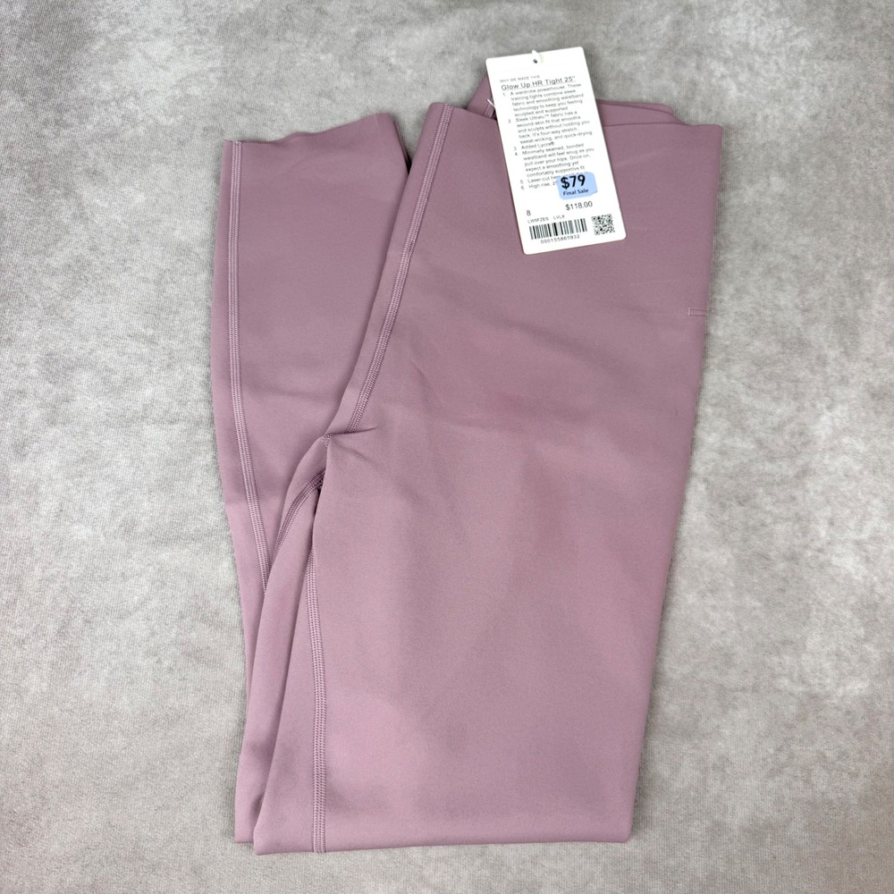 Lululemon Glow Up HR Tight 25 Lavender Purple Training Leggings Size 8 LVLX